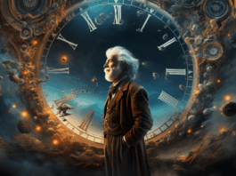 a man standing in front of a large clock paradox පැරඩොක්ස්