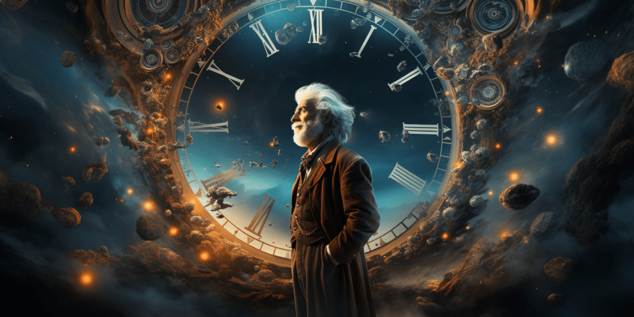 a man standing in front of a large clock paradox පැරඩොක්ස්
