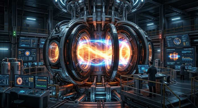 Gemini_Generated_Image_1736gj1736gj1736 An advanced tokamak reactor core generating clean nuclear fusion energy with superheated plasma. න්යෂ්ටික විලයන ශක්තිය පිළිබඳ නවතම විද්යාත්මක සොයාගැනීම්, ප්ලාස්මා තාක්ෂණය සහ ගෝලීය ආයෝජන පිළිබඳව Nature සහ NASA අනුසාරයෙන් කෙරෙන විස්තරාත්මක විද්යාත්මක විමර්ශනයක්.